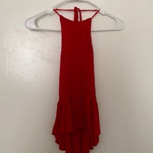 Red Backless Halter Top